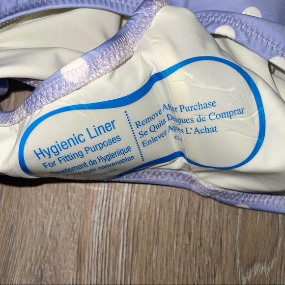 STRIP & SOLID Women’s Small Swimsuit Button Middle Front Polka Dots Lavender - Picture 6 of 9